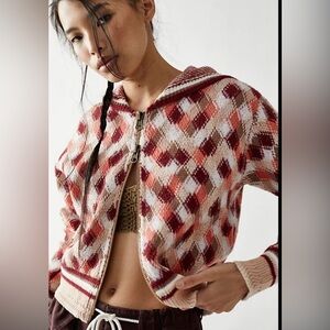 Free People Sweater Field Of Flowers Full Zip Hoodie Cardigan Small NWOT
